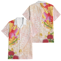 Japanese and Hawaiian Culture Fusion Family Matching Off The Shoulder Long Sleeve Dress and Hawaiian Shirt Irezumi with Turtles and Lei Kakau Pattern Sunset Vibe LT03 Dad's Shirt - Short Sleeve Multicolor - Polynesian Pride
