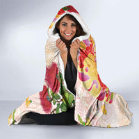 Japanese and Hawaiian Culture Fusion Hooded Blanket Irezumi with Turtles and Lei Kakau Pattern Sunset Vibe LT03 - Polynesian Pride