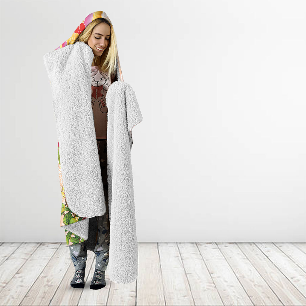 Japanese and Hawaiian Culture Fusion Hooded Blanket Irezumi with Turtles and Lei Kakau Pattern Sunset Vibe LT03 - Polynesian Pride