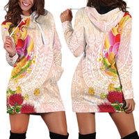 Japanese and Hawaiian Culture Fusion Hoodie Dress Irezumi with Turtles and Lei Kakau Pattern Sunset Vibe LT03 - Polynesian Pride