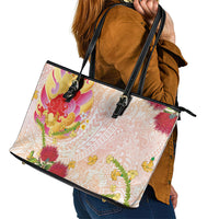 Japanese and Hawaiian Culture Fusion Leather Tote Bag Irezumi with Turtles and Lei Kakau Pattern Sunset Vibe LT03 - Polynesian Pride