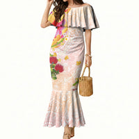 Japanese and Hawaiian Culture Fusion Mermaid Dress Irezumi with Turtles and Lei Kakau Pattern Sunset Vibe LT03 Women Multicolor - Polynesian Pride