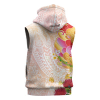 Japanese and Hawaiian Culture Fusion Sleeveless Zip Hoodie Irezumi with Turtles and Lei Kakau Pattern Sunset Vibe LT03 - Polynesian Pride