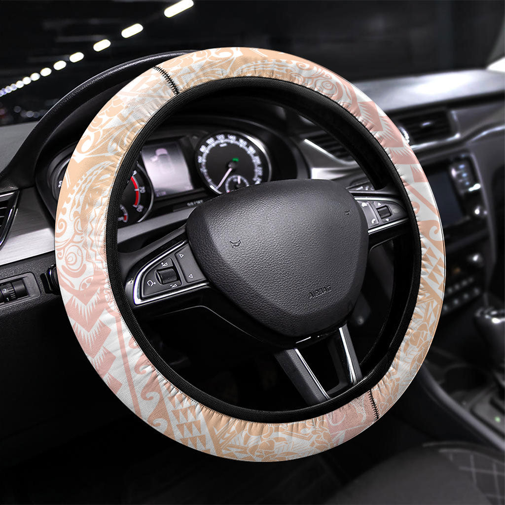 Japanese and Hawaiian Culture Fusion Steering Wheel Cover Irezumi with Turtles and Lei Kakau Pattern Sunset Vibe LT03 Universal Fit Multicolor - Polynesian Pride