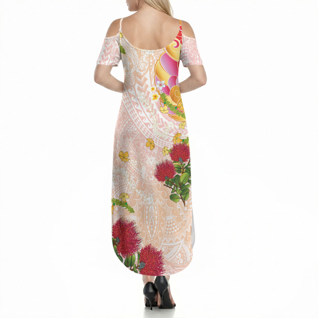 Japanese and Hawaiian Culture Fusion Summer Maxi Dress Irezumi with Turtles and Lei Kakau Pattern Sunset Vibe LT03 - Polynesian Pride
