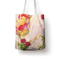 Japanese and Hawaiian Culture Fusion Tote Bag Irezumi with Turtles and Lei Kakau Pattern Sunset Vibe LT03 - Polynesian Pride
