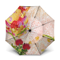 Japanese and Hawaiian Culture Fusion Umbrella Irezumi with Turtles and Lei Kakau Pattern Sunset Vibe LT03 One Size Folded 11.42 inch Opened Diameter 37.4 inch Multicolor - Polynesian Pride
