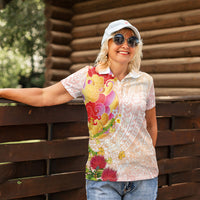 Japanese and Hawaiian Culture Fusion Women Polo Shirt Irezumi with Turtles and Lei Kakau Pattern Sunset Vibe LT03 - Polynesian Pride
