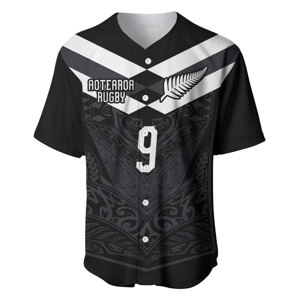 Aotearoa Rugby Custom Baseball Jersey Maori Tribal Motifs Stripes-Sporty Style LT03 Black - Polynesian Pride