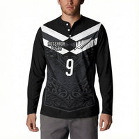 Aotearoa Rugby Custom Button Sweatshirt Maori Tribal Motifs Stripes-Sporty Style LT03 - Polynesian Pride