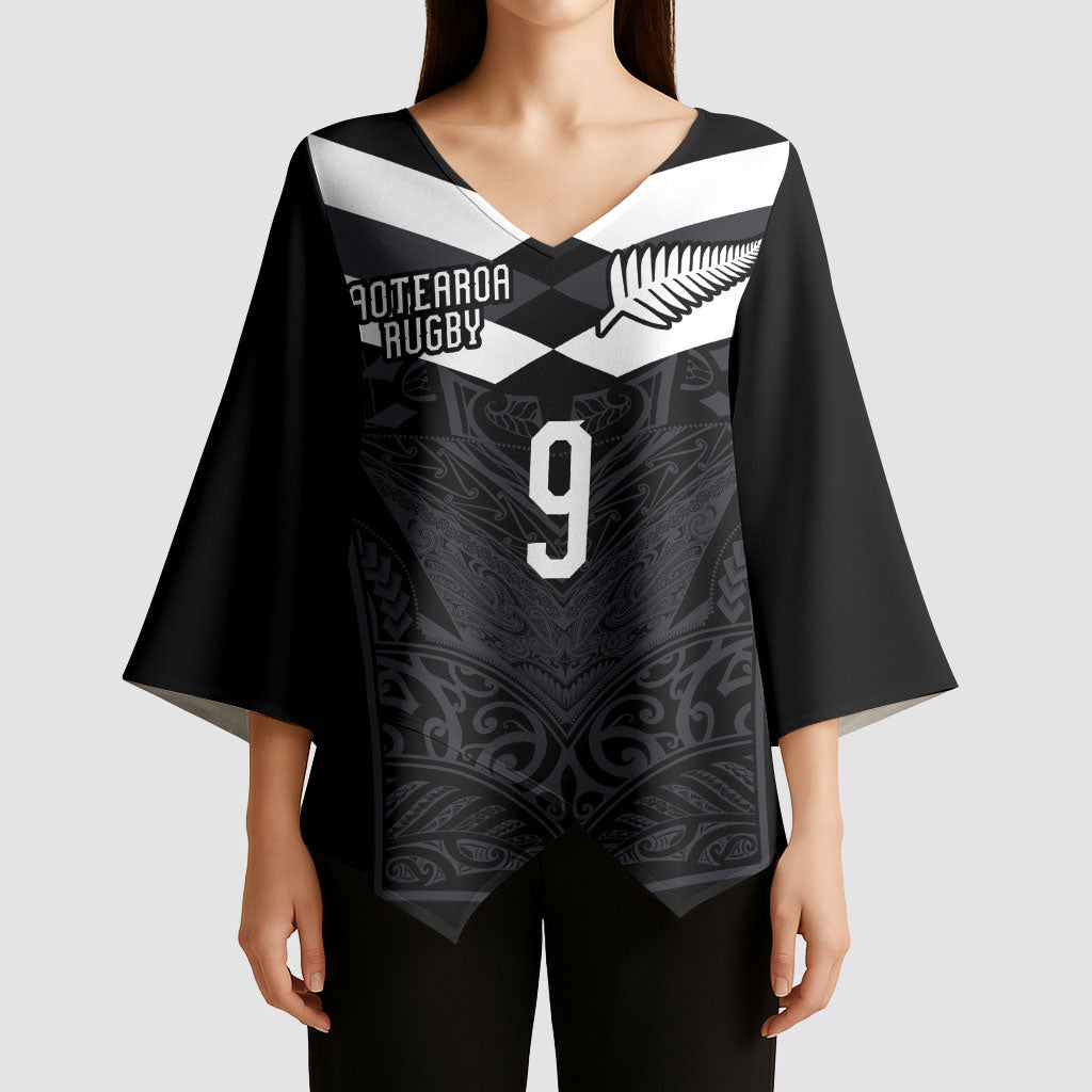 Aotearoa Rugby Custom Kimono Sleeve Blouse Maori Tribal Motifs Stripes-Sporty Style LT03 - Polynesian Pride