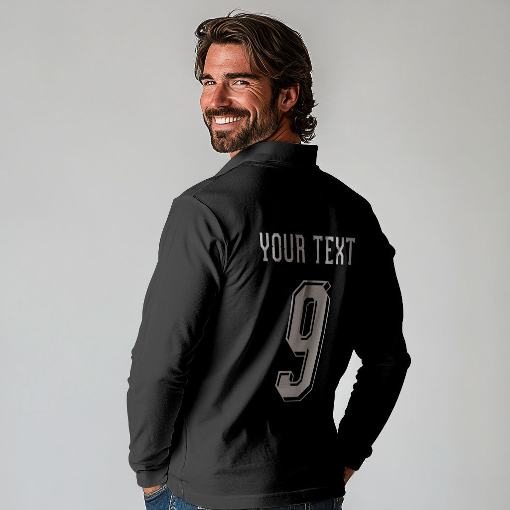 Aotearoa Rugby Custom Long Sleeve Polo Shirt Maori Tribal Motifs Stripes-Sporty Style LT03 - Polynesian Pride