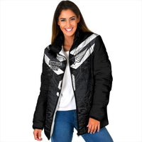 Aotearoa Rugby Custom Padded Jacket Maori Tribal Motifs Stripes-Sporty Style LT03 Women Black - Polynesian Pride