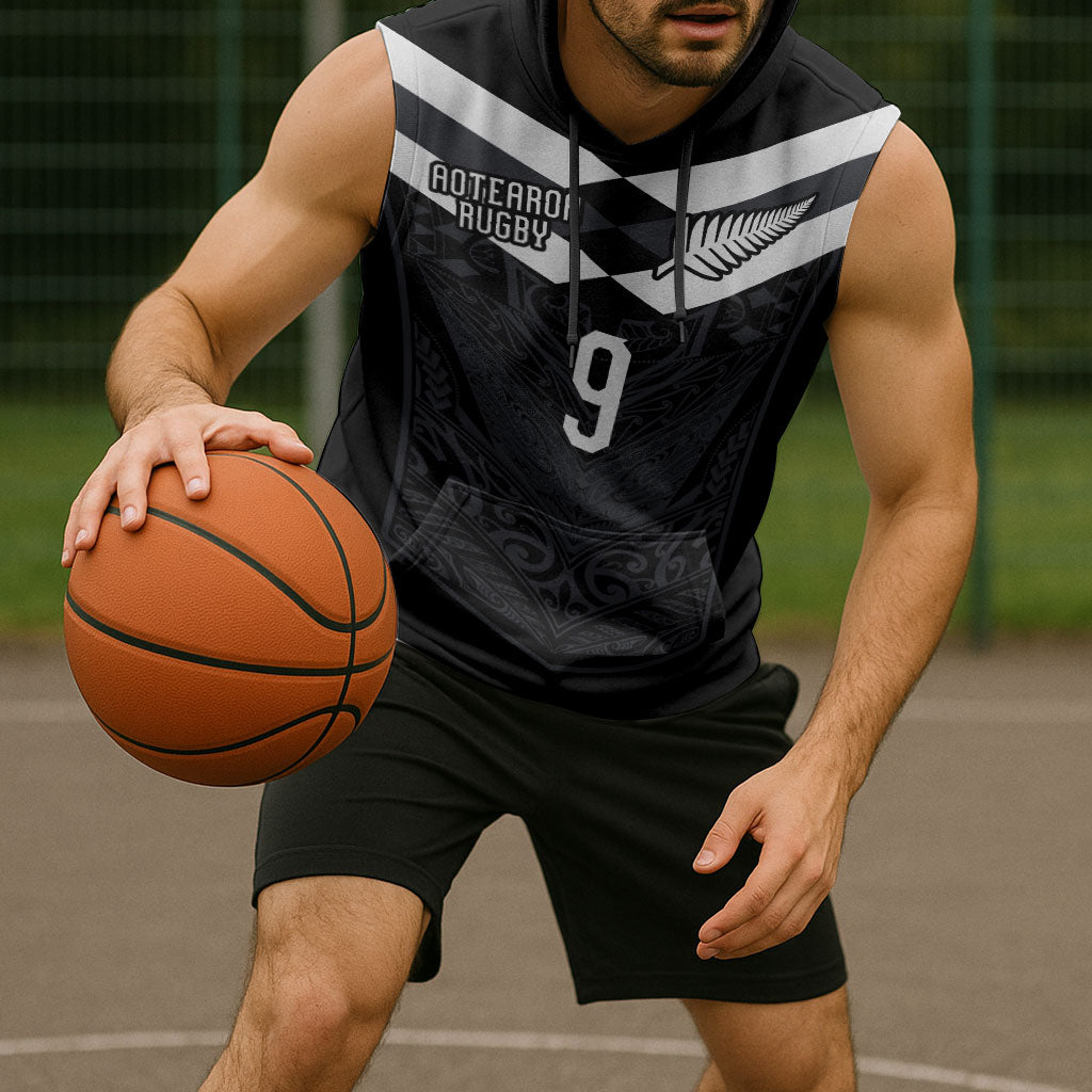 Aotearoa Rugby Custom Sleeveless Hoodie Maori Tribal Motifs Stripes-Sporty Style LT03 - Polynesian Pride