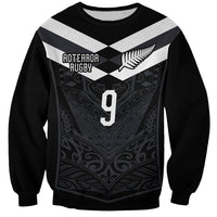 Aotearoa Rugby Custom Sweatshirt Maori Tribal Motifs Stripes-Sporty Style LT03 Unisex Black - Polynesian Pride