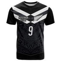 Aotearoa Rugby Custom T Shirt Maori Tribal Motifs Stripes-Sporty Style LT03 Black - Polynesian Pride