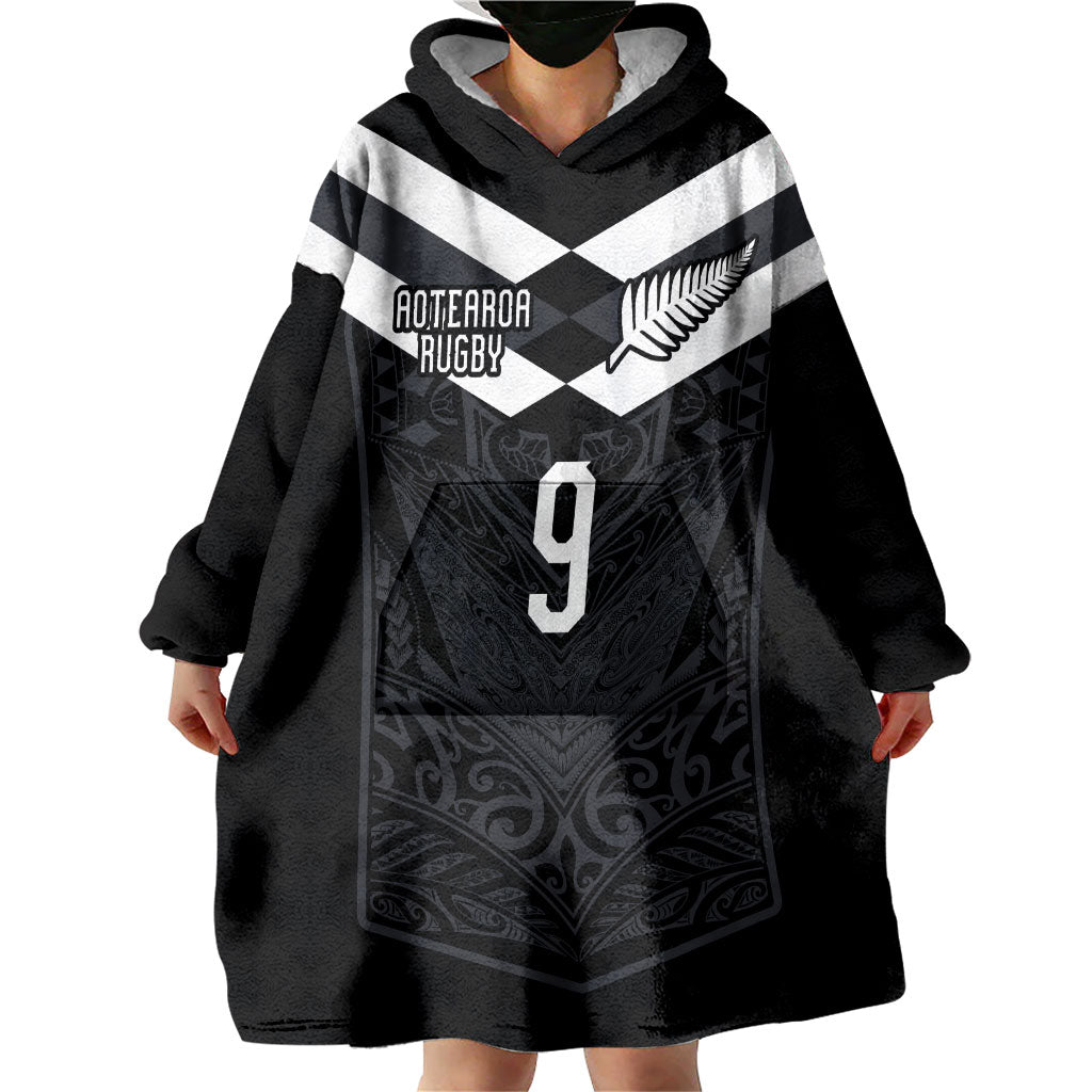 Aotearoa Rugby Custom Wearable Blanket Hoodie Maori Tribal Motifs Stripes-Sporty Style LT03 - Polynesian Pride