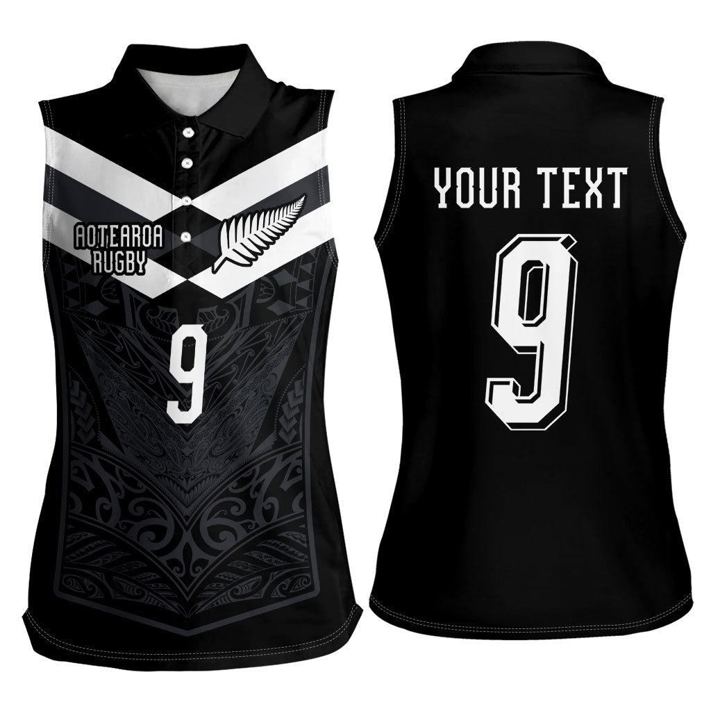 Aotearoa Rugby Custom Women Sleeveless Polo Shirt Maori Tribal Motifs Stripes-Sporty Style LT03 - Polynesian Pride