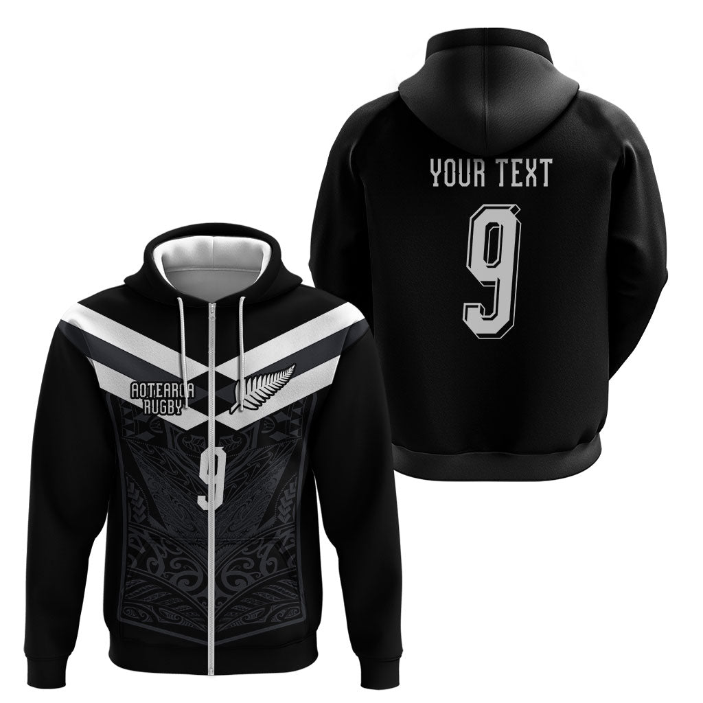 Aotearoa Rugby Custom Zip Hoodie Maori Tribal Motifs Stripes-Sporty Style LT03 - Polynesian Pride