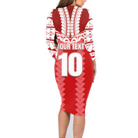 Custom Tahiti Football Polynesian Pattern Family Matching Long Sleeve Bodycon Dress and Hawaiian Shirt LT03 - Polynesian Pride