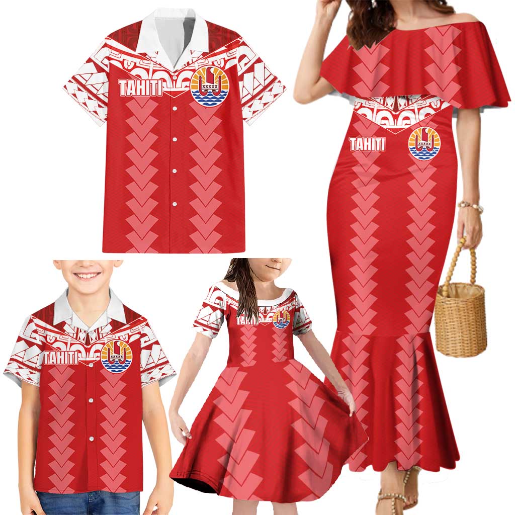 Custom Tahiti Football Polynesian Pattern Family Matching Mermaid Dress and Hawaiian Shirt LT03 - Polynesian Pride