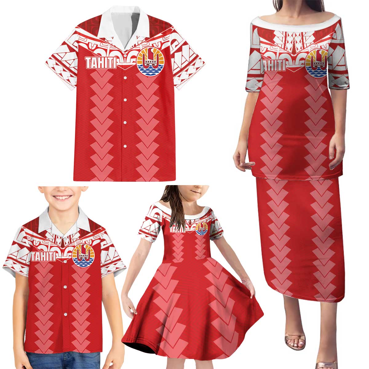 Custom Tahiti Football Polynesian Pattern Family Matching Puletasi and Hawaiian Shirt LT03 - Polynesian Pride