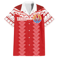 Custom Tahiti Football Polynesian Pattern Family Matching Puletasi and Hawaiian Shirt LT03 Dad's Shirt - Short Sleeve Red - Polynesian Pride