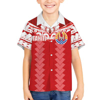 Custom Tahiti Football Polynesian Pattern Family Matching Puletasi and Hawaiian Shirt LT03 Son's Shirt Red - Polynesian Pride