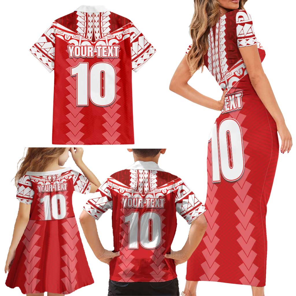 Custom Tahiti Football Polynesian Pattern Family Matching Short Sleeve Bodycon Dress and Hawaiian Shirt LT03 - Polynesian Pride