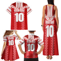 Custom Tahiti Football Polynesian Pattern Family Matching Tank Maxi Dress and Hawaiian Shirt