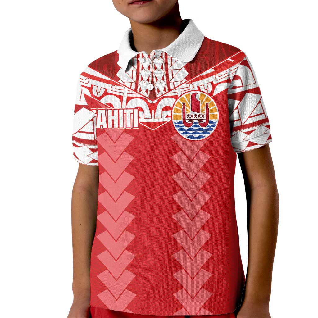 Custom Tahiti Football Polynesian Pattern Kid Polo Shirt