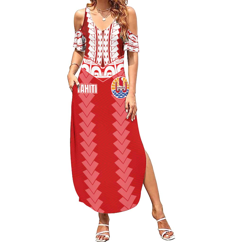 Custom Tahiti Football Polynesian Pattern Summer Maxi Dress