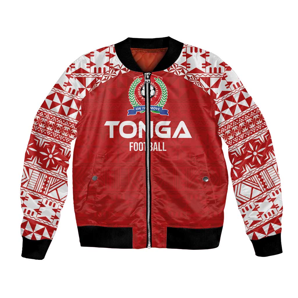 Custom Tonga Football Ngatu Tribal Tattoo Bomber Jacket