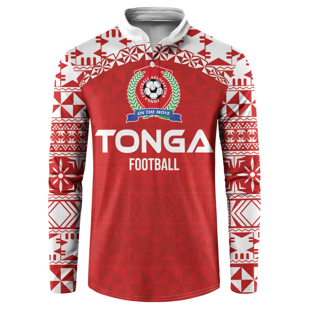 Custom Tonga Football Ngatu Tribal Tattoo Button Sweatshirt