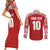 Custom Tonga Football Ngatu Tribal Tattoo Couples Matching Short Sleeve Bodycon Dress and Long Sleeve Button Shirt