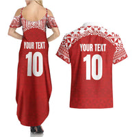 Custom Tonga Football Ngatu Tribal Tattoo Couples Matching Summer Maxi Dress and Hawaiian Shirt LT03 - Polynesian Pride