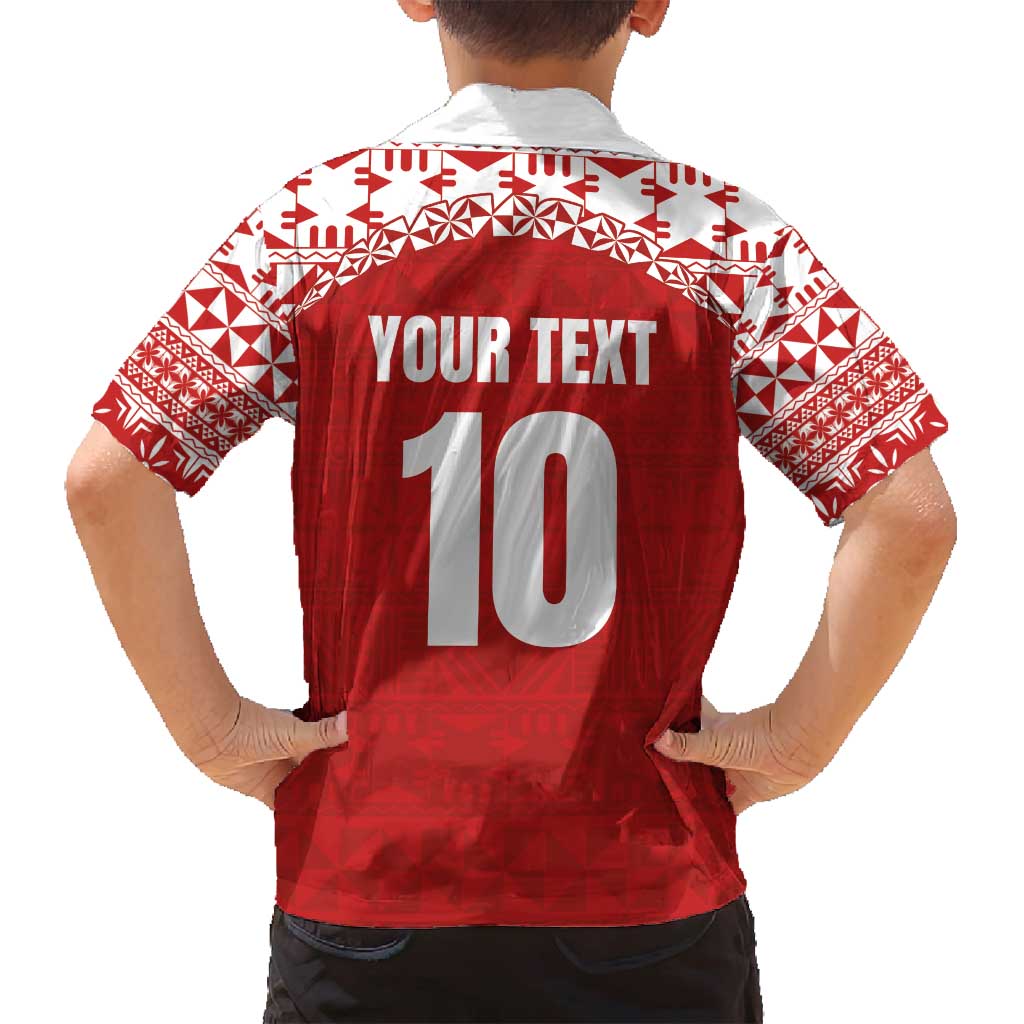 Custom Tonga Football Ngatu Tribal Tattoo Family Matching Long Sleeve Bodycon Dress and Hawaiian Shirt LT03 - Polynesian Pride