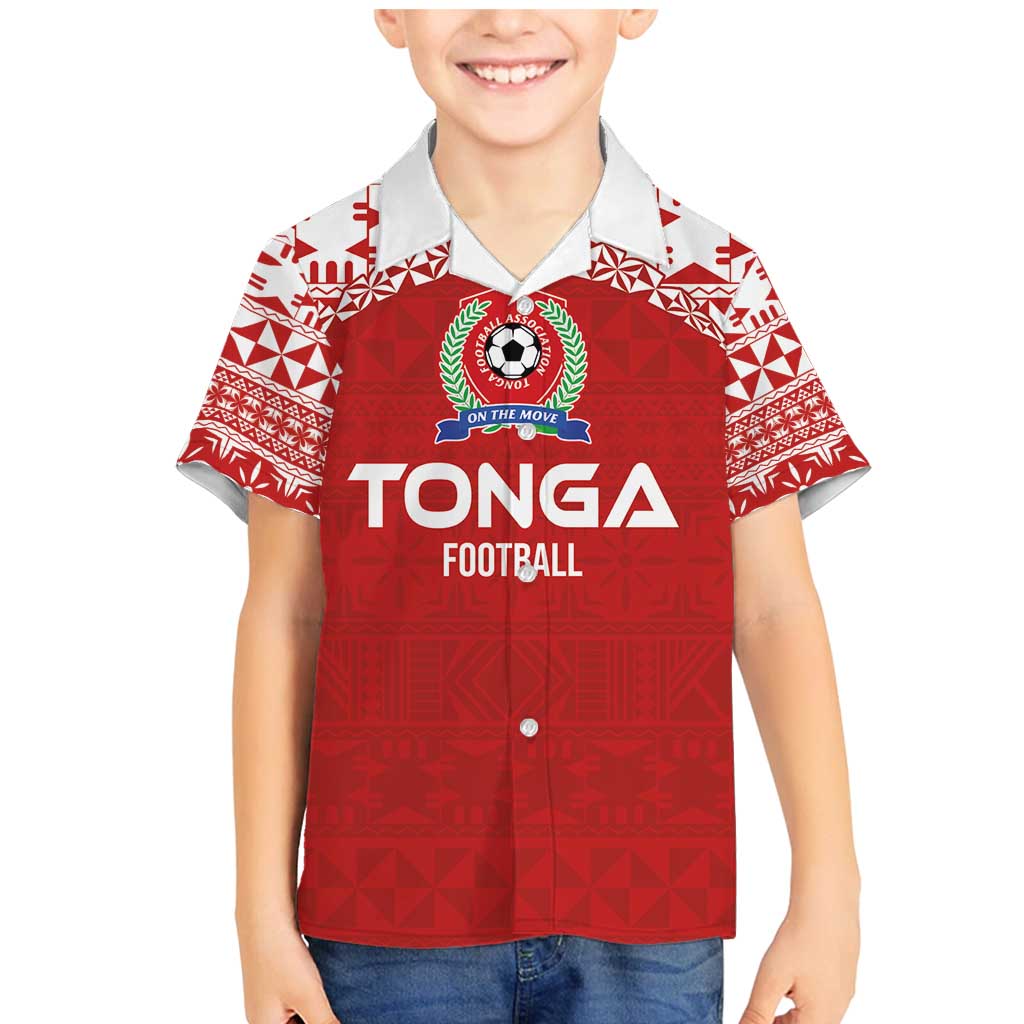 Custom Tonga Football Ngatu Tribal Tattoo Family Matching Mermaid Dress and Hawaiian Shirt LT03 Son's Shirt Red - Polynesian Pride