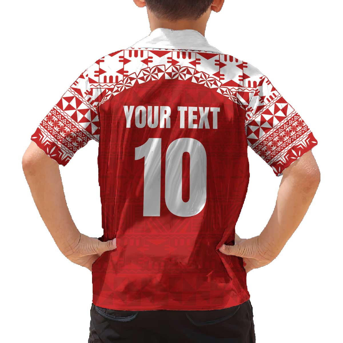 Custom Tonga Football Ngatu Tribal Tattoo Family Matching Off Shoulder Short Dress and Hawaiian Shirt