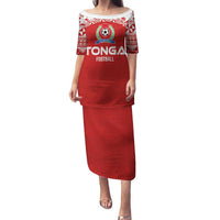 Custom Tonga Football Ngatu Tribal Tattoo Family Matching Puletasi and Hawaiian Shirt LT03 Mom's Dress Red - Polynesian Pride