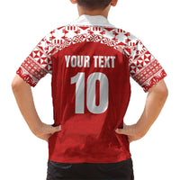 Custom Tonga Football Ngatu Tribal Tattoo Family Matching Short Sleeve Bodycon Dress and Hawaiian Shirt LT03 - Polynesian Pride