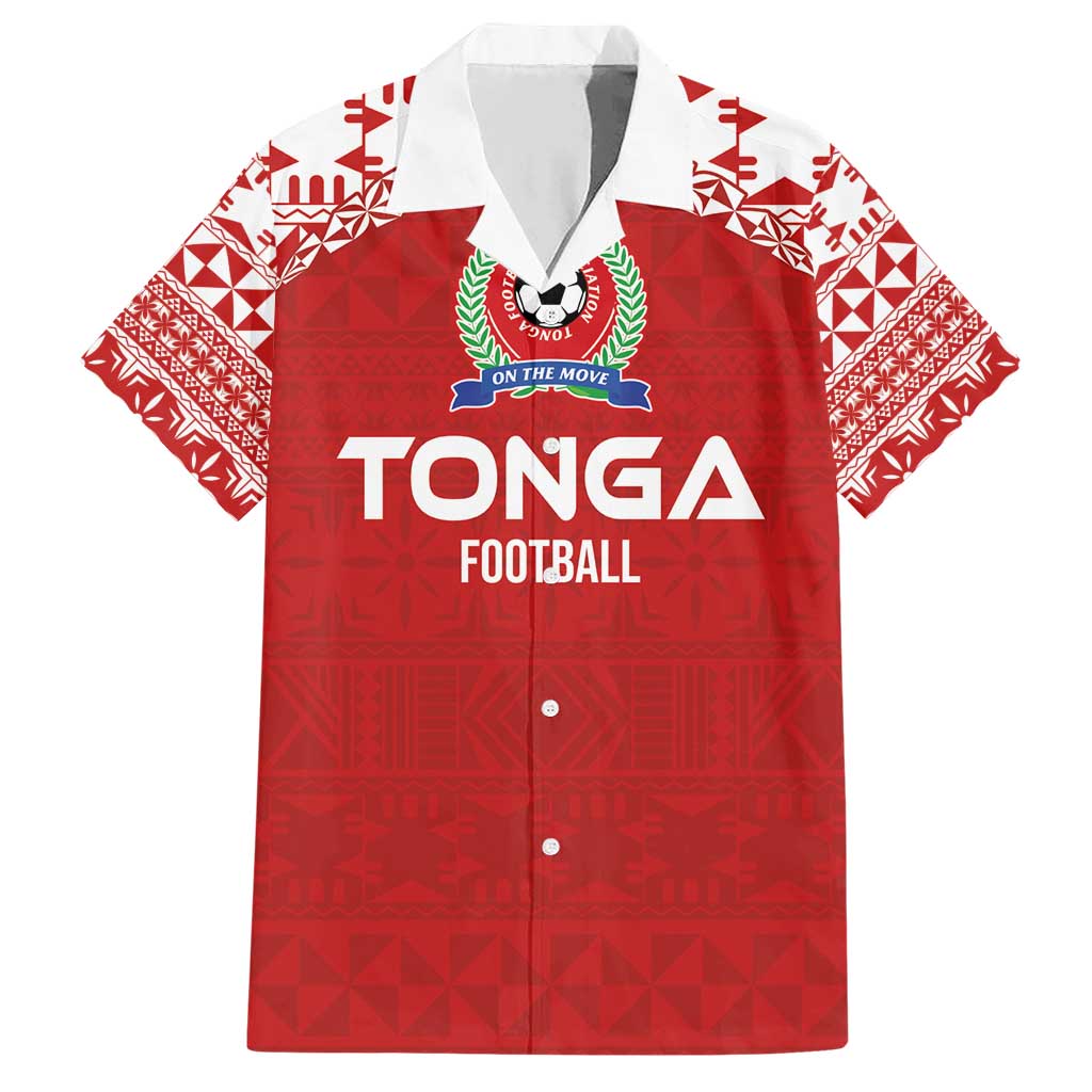 Custom Tonga Football Ngatu Tribal Tattoo Family Matching Short Sleeve Bodycon Dress and Hawaiian Shirt LT03 Dad's Shirt - Short Sleeve Red - Polynesian Pride