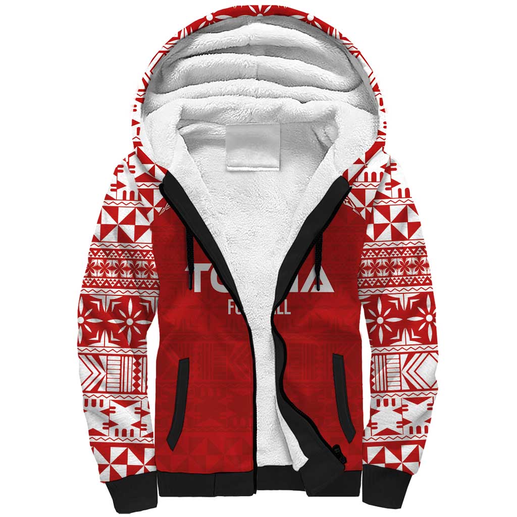 Custom Tonga Football Ngatu Tribal Tattoo Sherpa Hoodie