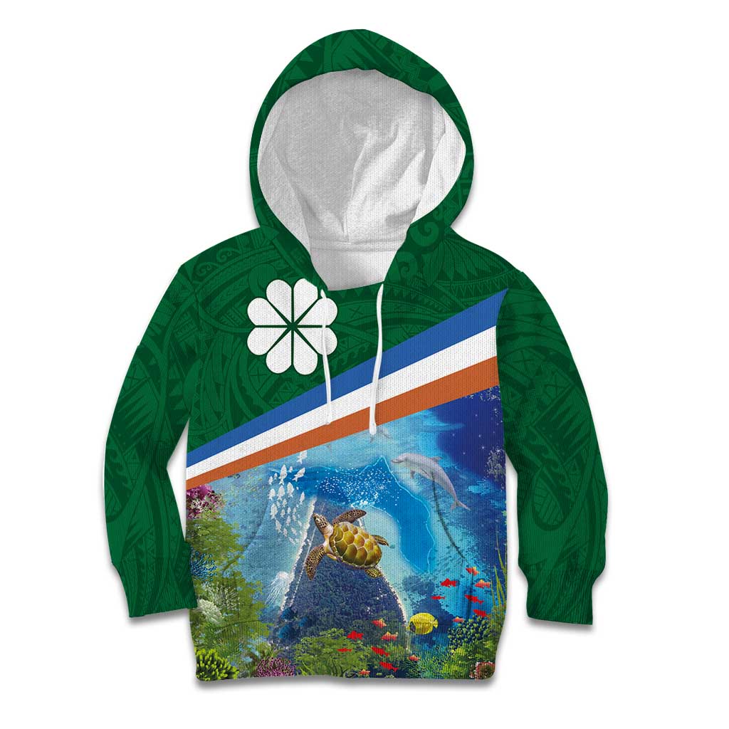 Marshall Islands Kwajalein Atoll Kid Hoodie Polynesian Pattern and Undersea Animals