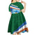 Marshall Islands Kwajalein Atoll Kid Short Sleeve Dress Polynesian Pattern and Undersea Animals