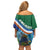 Marshall Islands Kwajalein Atoll Off Shoulder Short Dress Polynesian Pattern and Undersea Animals