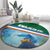 Marshall Islands Kwajalein Atoll Round Carpet Polynesian Pattern and Undersea Animals