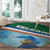 Marshall Islands Kwajalein Atoll Round Carpet Polynesian Pattern and Undersea Animals