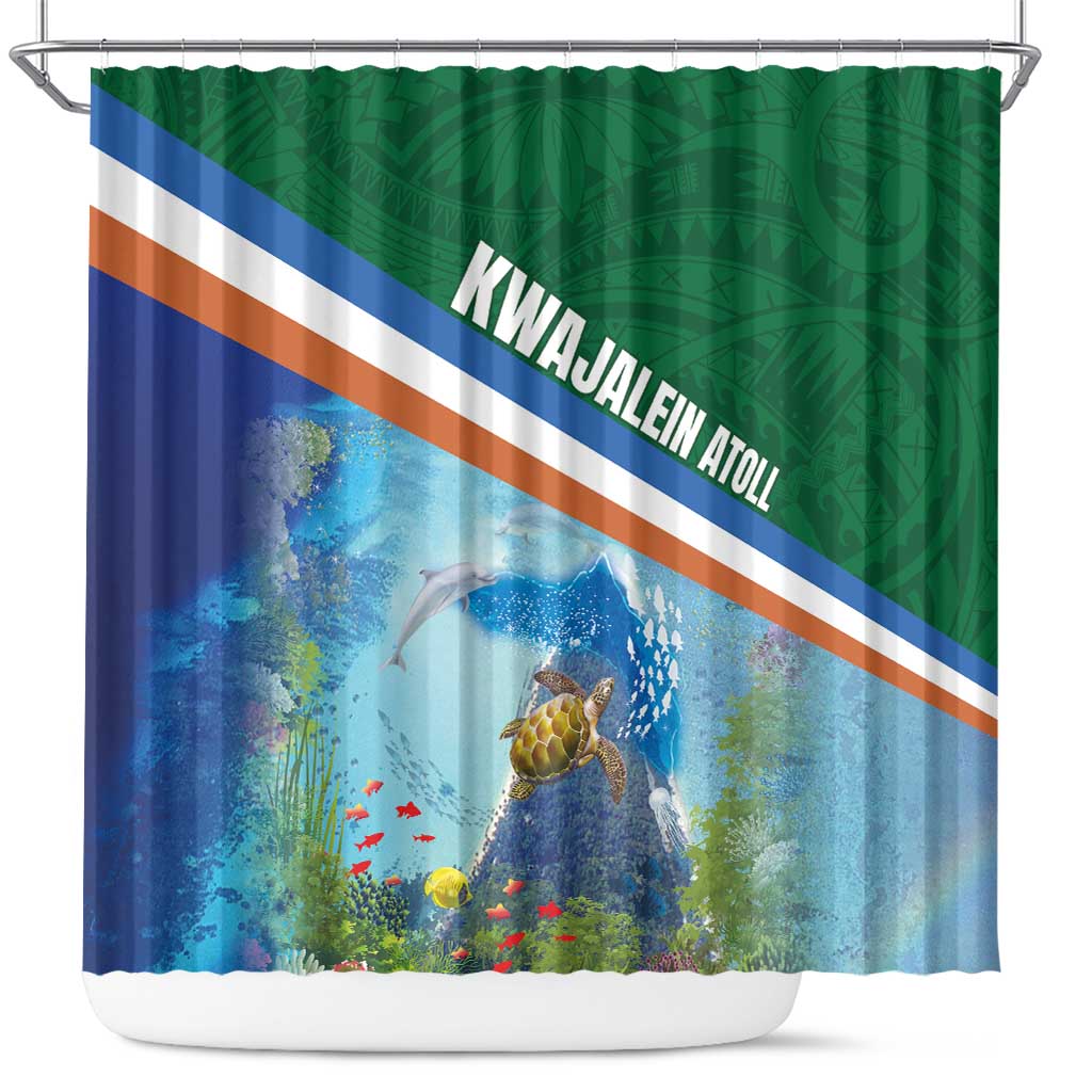 Marshall Islands Kwajalein Atoll Shower Curtain Polynesian Pattern and Undersea Animals