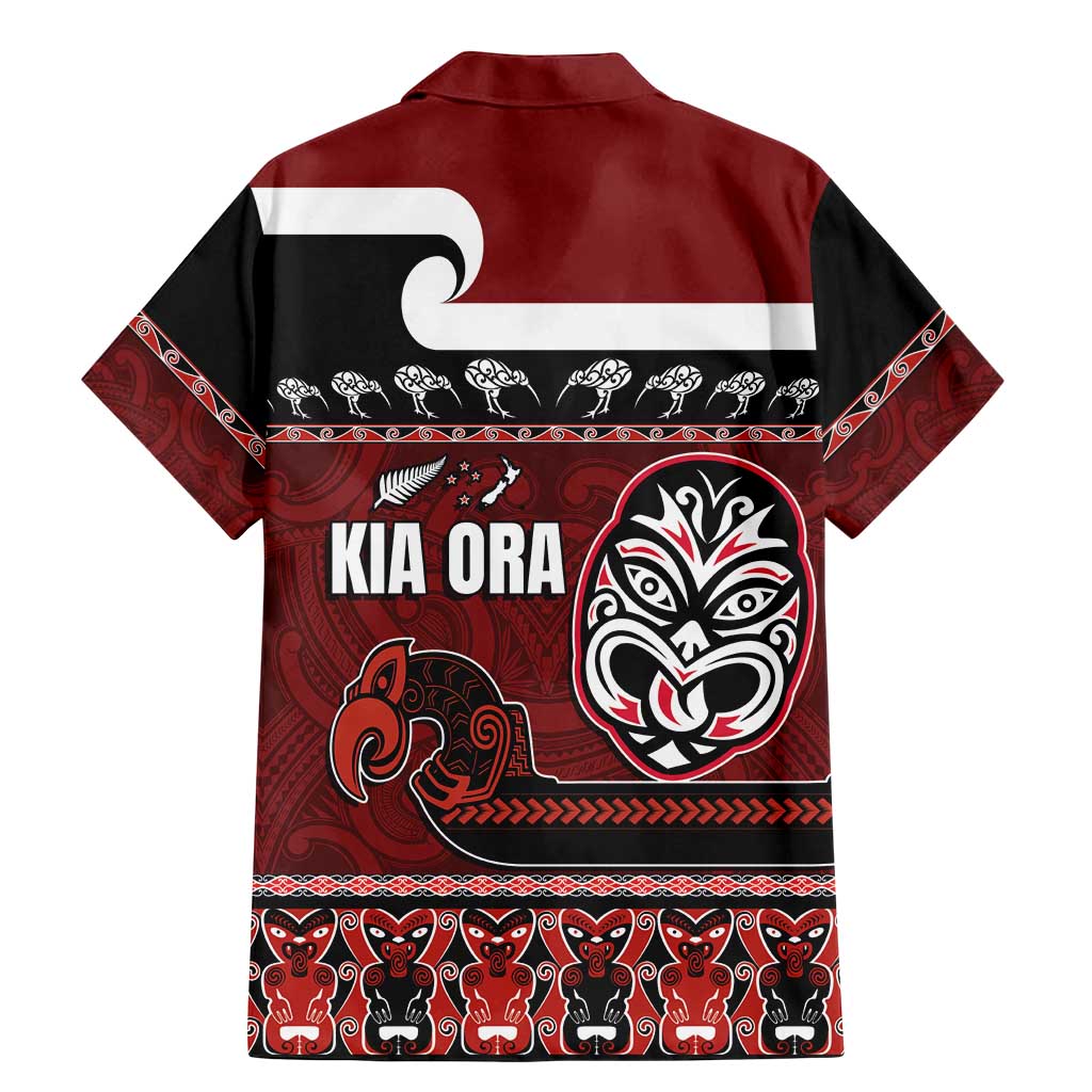 New Zealand Culture Family Matching Mermaid Dress and Hawaiian Shirt Kia Ora Aotearoa Moko Tattoo Mask with Waka and Maori Art Pattern LT03 - Polynesian Pride